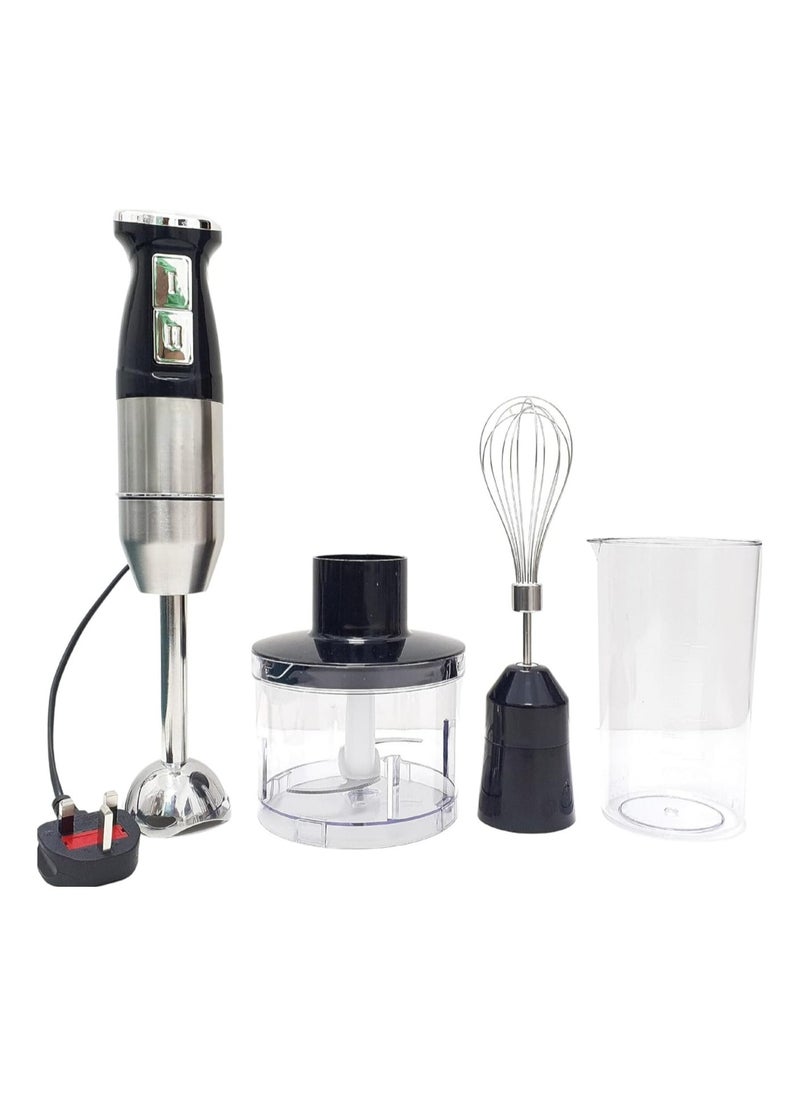 Hand Blender, 600ml Chopping Bowl, 500ml Beaker, Stainless Steel Blades, Dual Speed, 3-in-1 Functionality, Anti-Slip, Perfect for Blending, Chopping, Whisking,