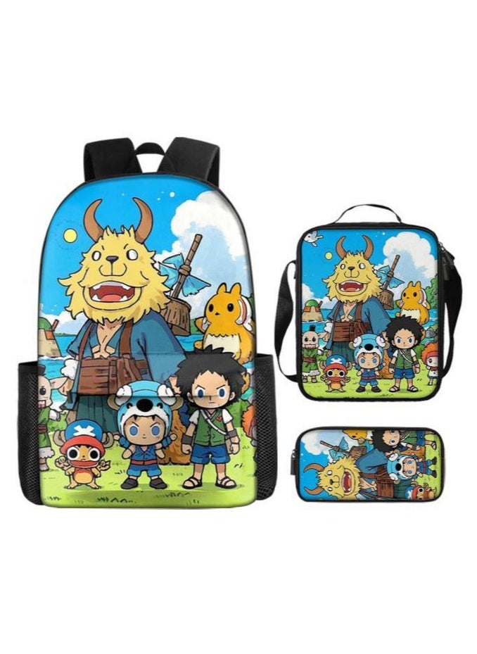 Cartoon three-piece schoolbag with front pocket - 838