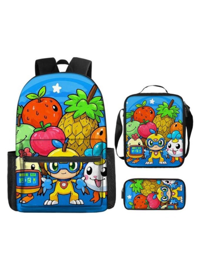 Cartoon three-piece schoolbag with zipper - 815