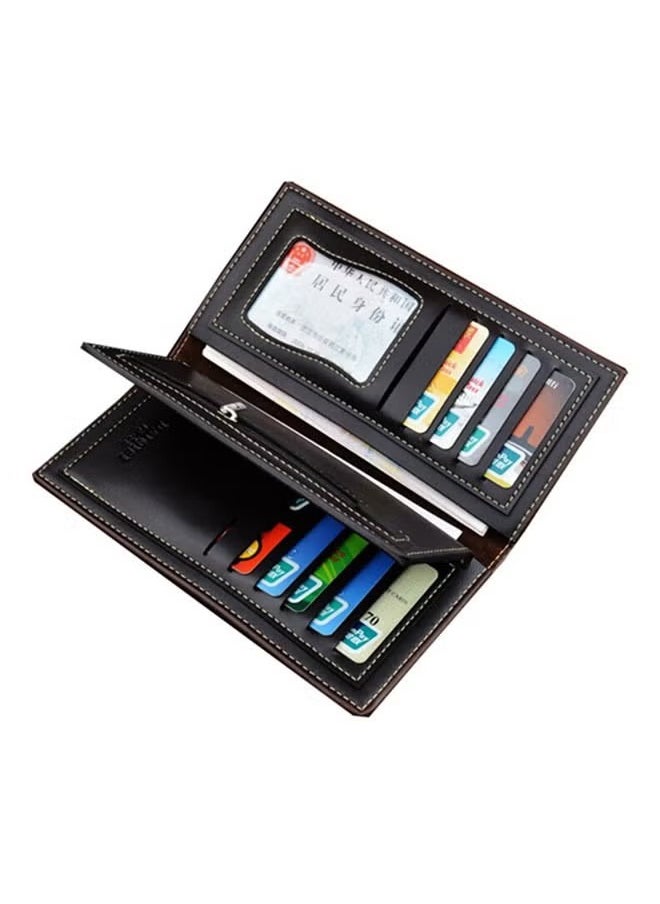 Long Designer Business Leather Wallet Black