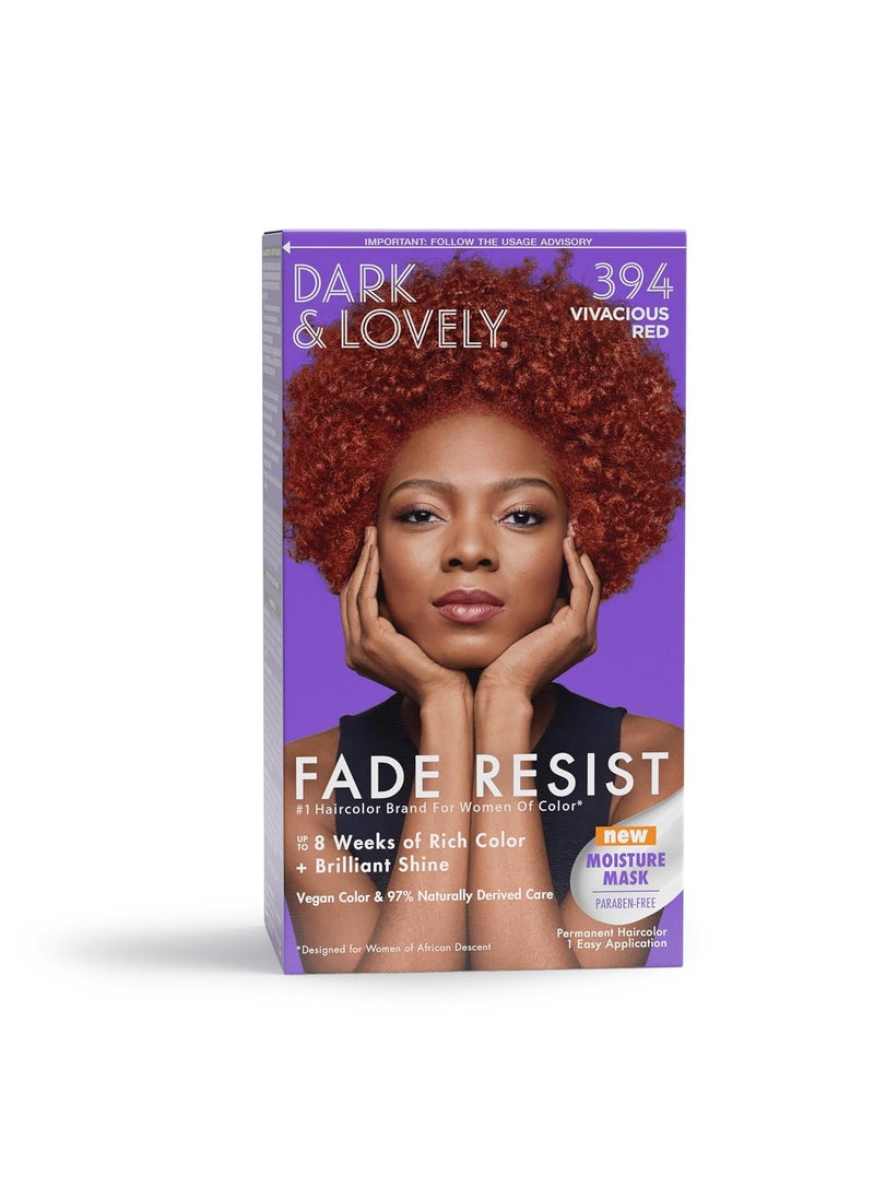 SoftSheenCarson Dark and Lovely Fade Resist Rich Conditioning Hair Color Permanent Hair Color Up To 100 percent Gray Coverage Brilliant Shine with Argan Oil and Vitamin E Vivacious Red