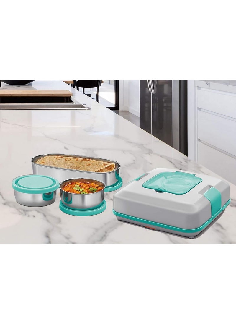 MILTON Flatron Electric Stainless Steel Tiffin, Grey Blue