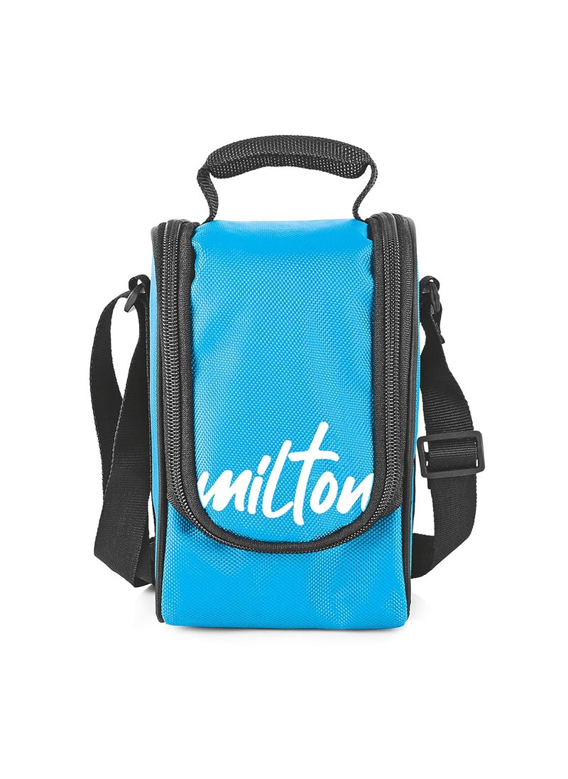 MILTON Tasty 4 Lunch Box with Insulated Fabric Jacket, 4 Stainless Steel Containers (200 ml, 320 X 2 ml, 500 ml), Leak-Proof Tiffin for Office, College, Picnic, Cyan