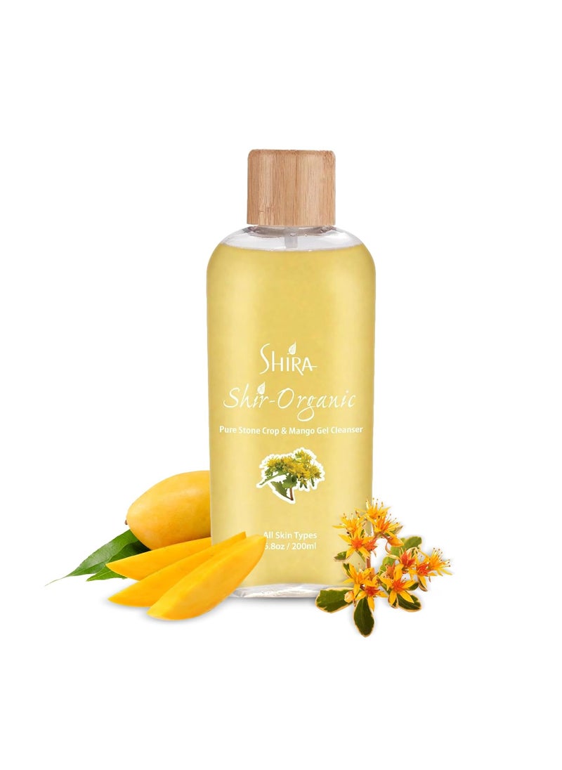 Shira Shir Organic Stone Crop  Mango Gel Cleanser 200ml  Hydrating Face Wash for Smooth Refreshed Skin Natural Ingredients Gentle Daily Cleanser for All Skin Types Organic Skin Care