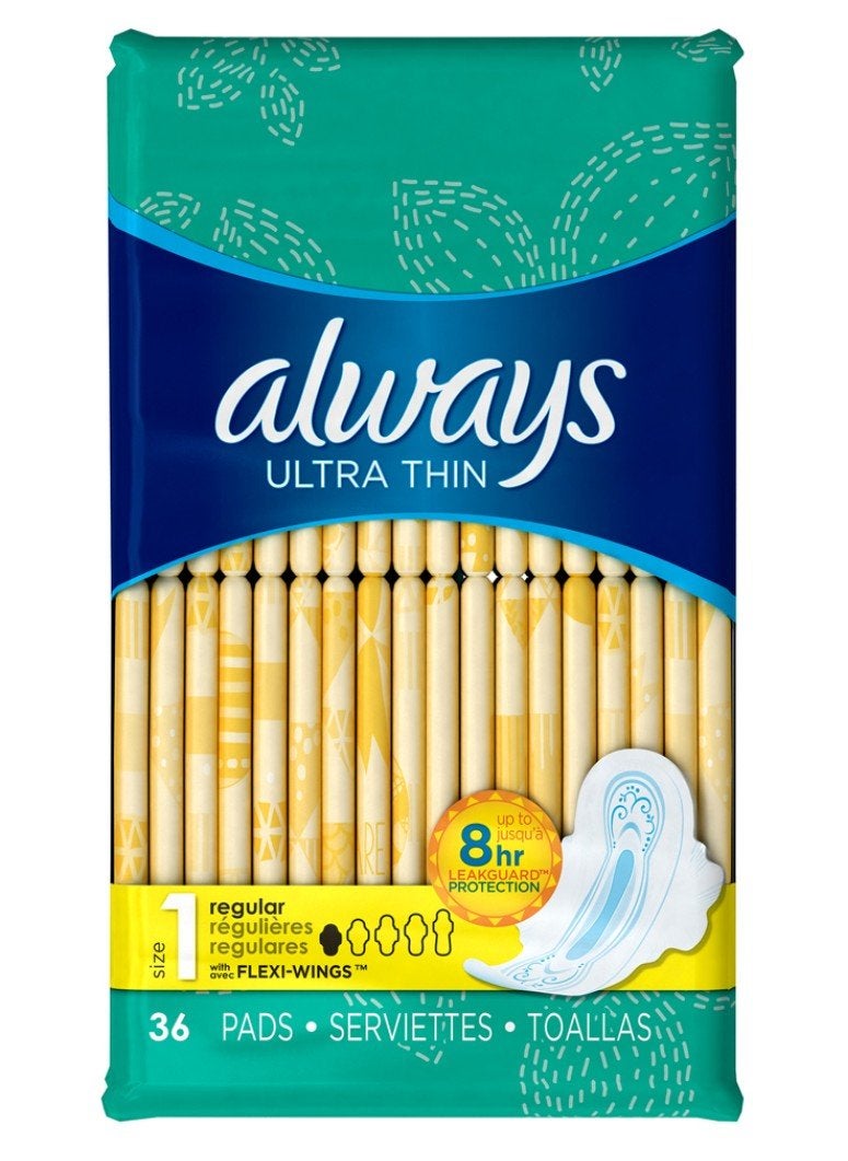 Always Pads Ultra Thin Size 1-36 Count Regular, 36 Count(Pack of 3)