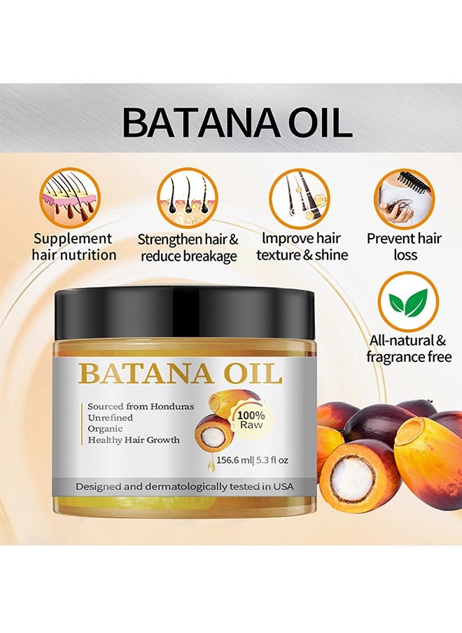 Batana Oil ，100% Natural & Organic Hair Growth Oil Solution for Men & Women, Raw, Unrefined, Enhances Thickness, Prevents Hair Loss-156.6ml