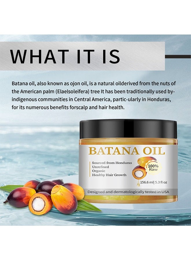 Batana Oil ，100% Natural & Organic Hair Growth Oil Solution for Men & Women, Raw, Unrefined, Enhances Thickness, Prevents Hair Loss-156.6ml
