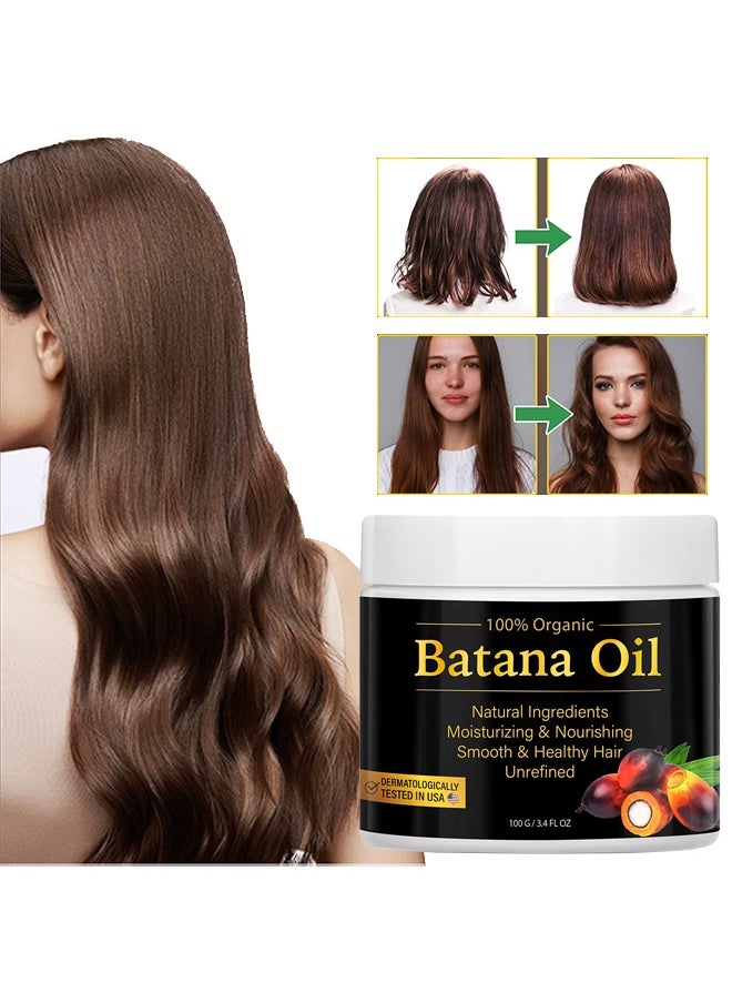 Batana Oil ，for Hair Growth by , Unrefined Batana Oil for Visibly Thicker and Stronger Hair, Dr Sebi Approved, for all Hair Types -100g