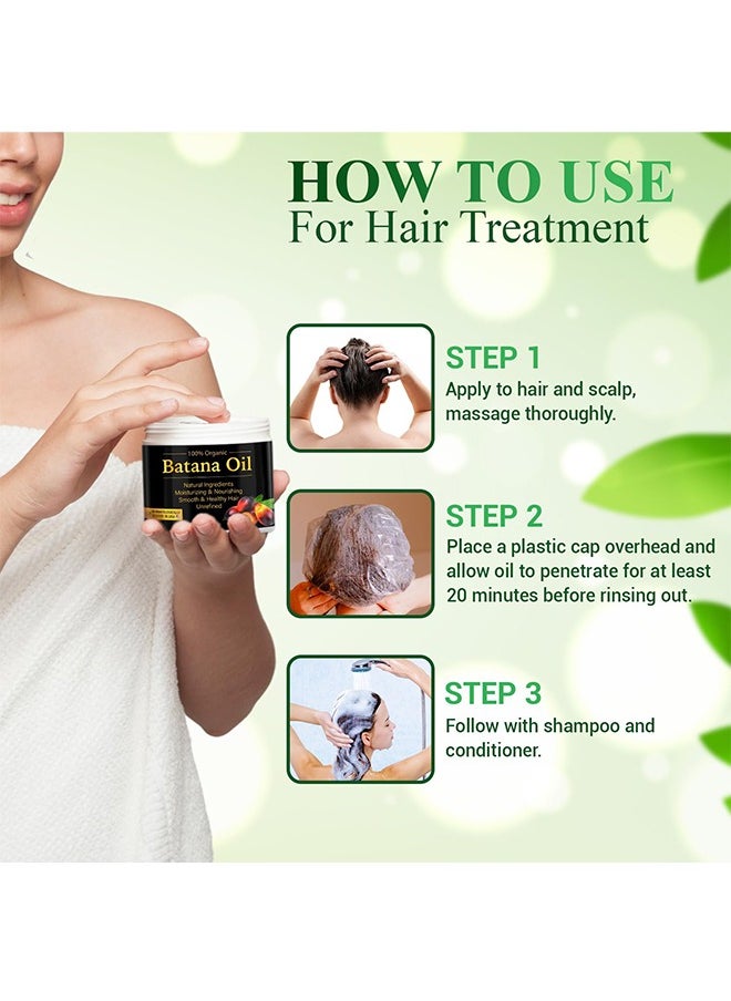Batana Oil ，for Hair Growth by , Unrefined Batana Oil for Visibly Thicker and Stronger Hair, Dr Sebi Approved, for all Hair Types -100g