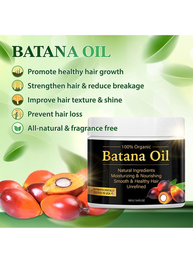 Batana Oil ，for Hair Growth by , Unrefined Batana Oil for Visibly Thicker and Stronger Hair, Dr Sebi Approved, for all Hair Types -100g