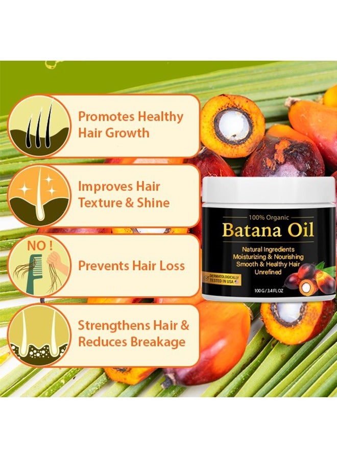 Batana Oil ，for Hair Growth by , Unrefined Batana Oil for Visibly Thicker and Stronger Hair, Dr Sebi Approved, for all Hair Types -100g