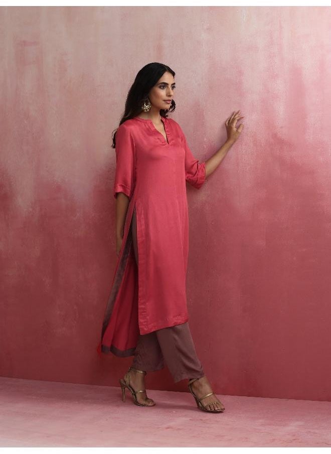 Red Modal Straight Fit Kurta Set