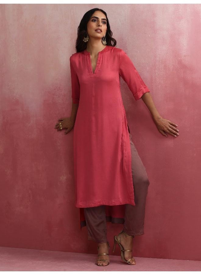 Red Modal Straight Fit Kurta Set