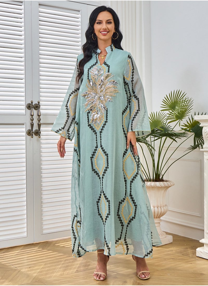 Women's Long Sleeve Embellished Detail Abaya