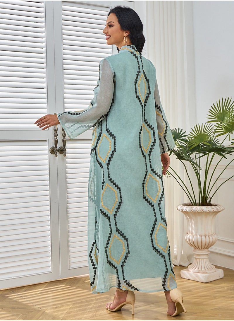 Women's Long Sleeve Embellished Detail Abaya