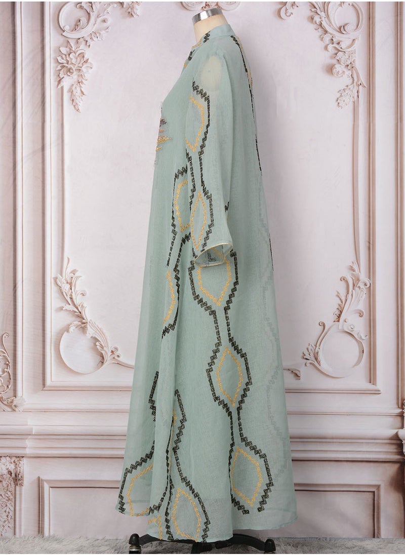 Women's Long Sleeve Embellished Detail Abaya