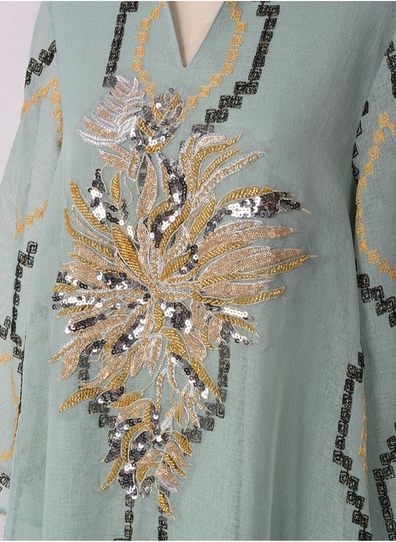 Women's Long Sleeve Embellished Detail Abaya