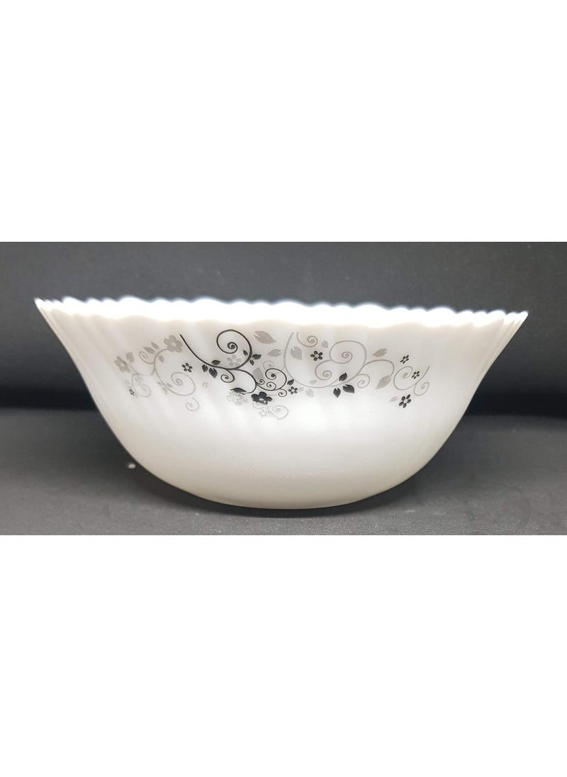 Diva From La Opala Laopala Diva Mystrio Black Desert Set (White),5 Pcs, Opal Glass,Floral Serving Bowl Veg Bowl