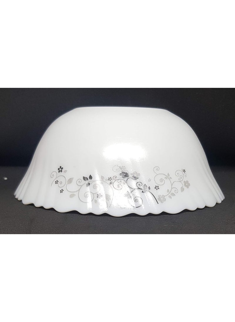 Diva From La Opala Laopala Diva Mystrio Black Desert Set (White),5 Pcs, Opal Glass,Floral Serving Bowl Veg Bowl