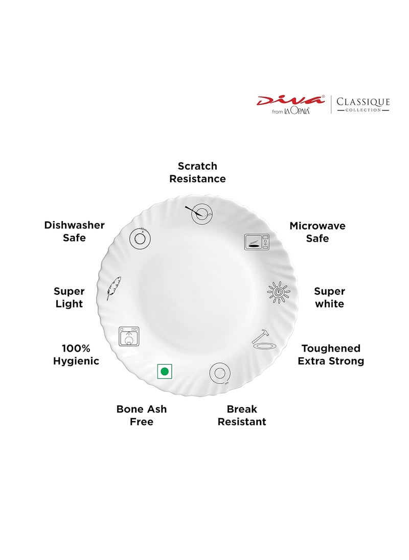 LaOpala Opalware Dinner Set - 19 Pieces, White,Standard