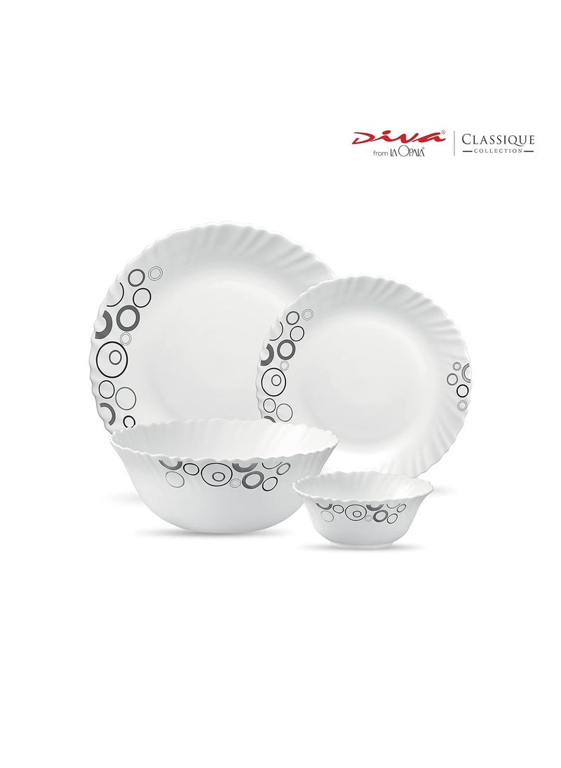LaOpala Opalware Dinner Set - 19 Pieces, White,Standard