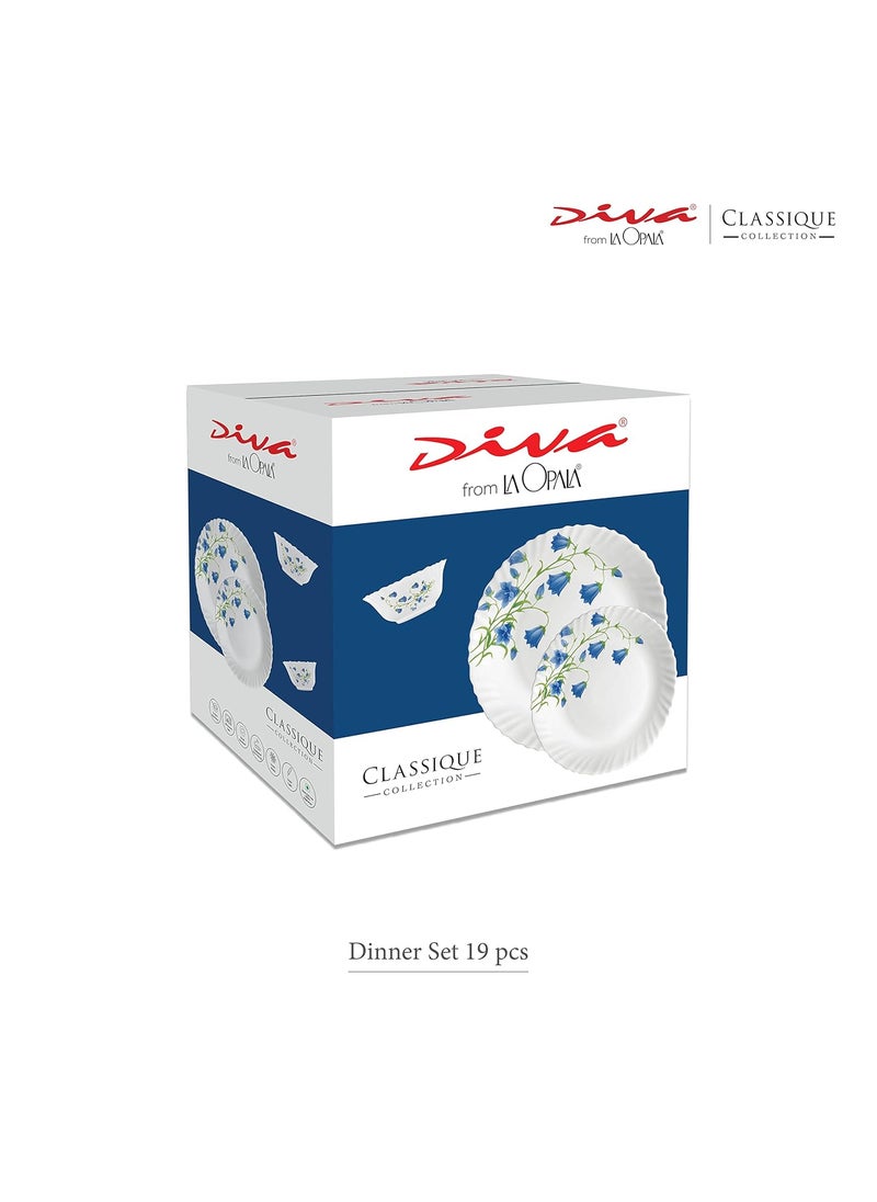 LaOpala Opalware Dinner Set - 19 Pieces, White,Standard
