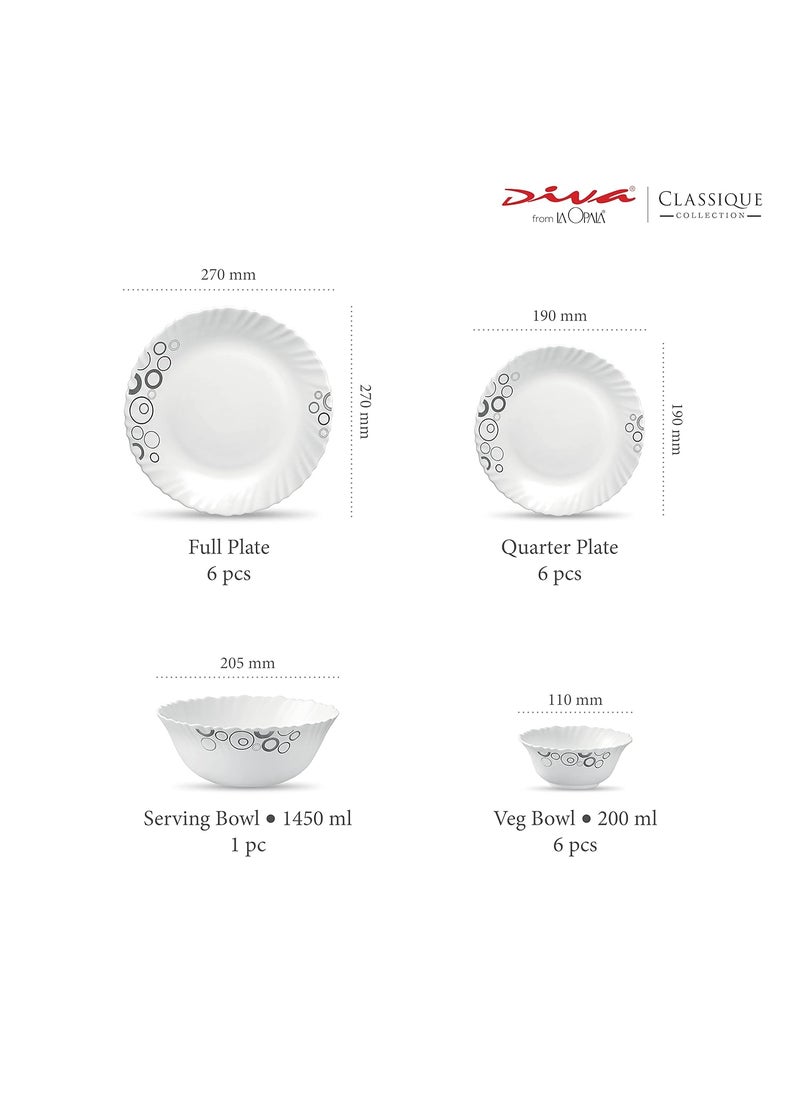 LaOpala Opalware Dinner Set - 19 Pieces, White,Standard