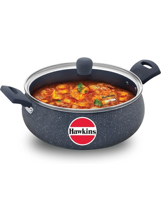 5 Liters Ceramic Non Stick Handi With Glass Lid,Induction Compatible ,Grey