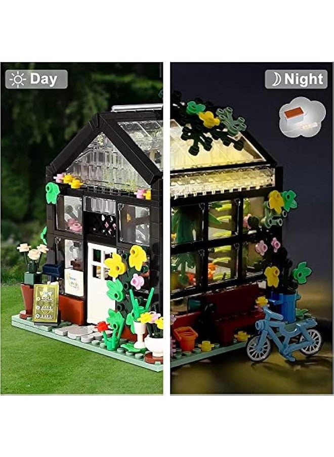 Flower House Building Setwith LED Lights Warmth Building Blocks Setatible with Most Block SetCreative Building Playset House Great for Kids Children Boys Girls