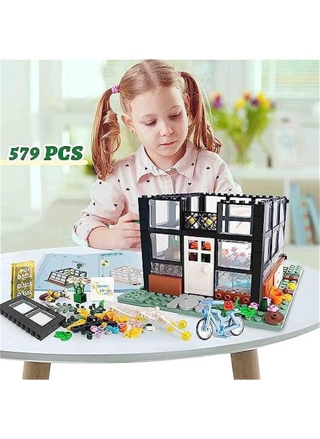 Flower House Building Setwith LED Lights Warmth Building Blocks Setatible with Most Block SetCreative Building Playset House Great for Kids Children Boys Girls