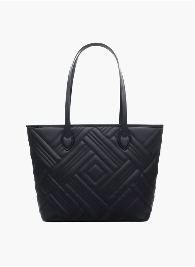 Quilted Tote Bag with Double Handle and Pouch