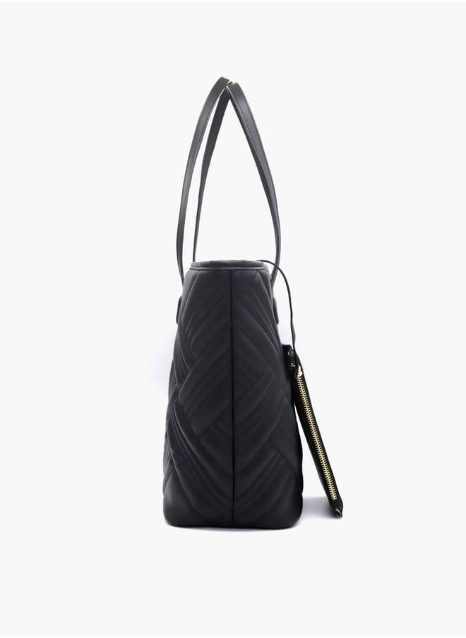 Quilted Tote Bag with Double Handle and Pouch