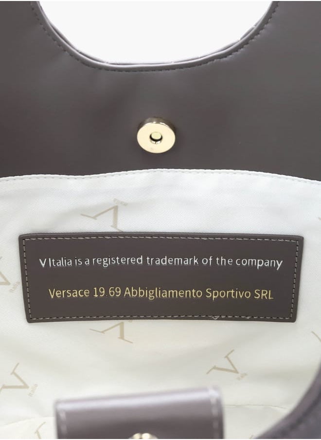 Quilted Tote Bag with Double Handle and Button Closure