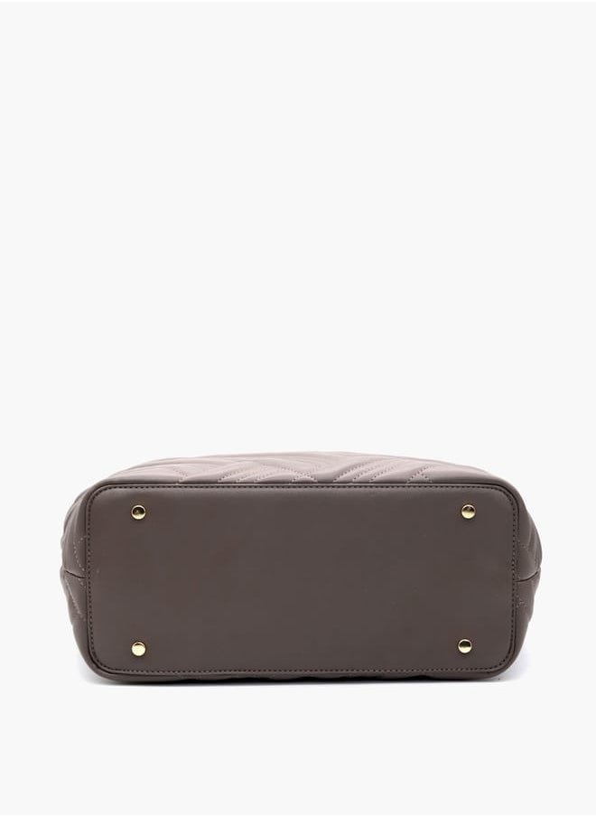 Quilted Tote Bag with Double Handle and Pouch