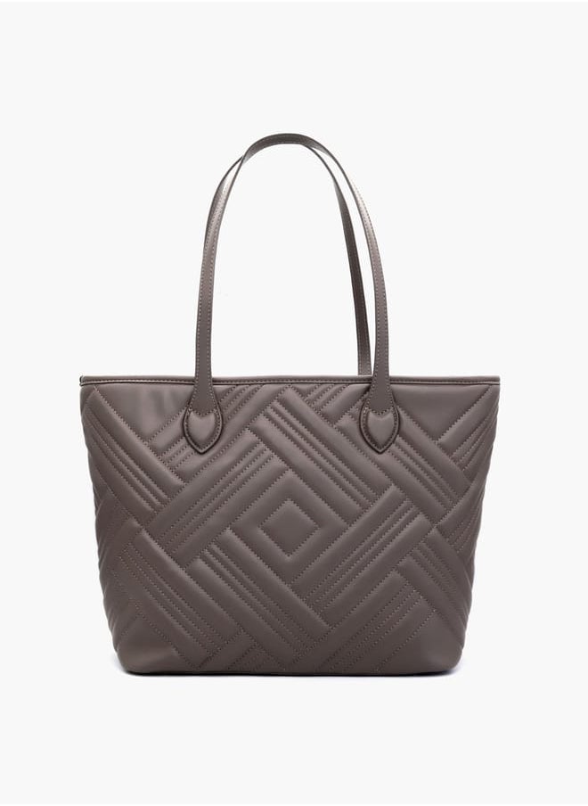 Quilted Tote Bag with Double Handle and Pouch