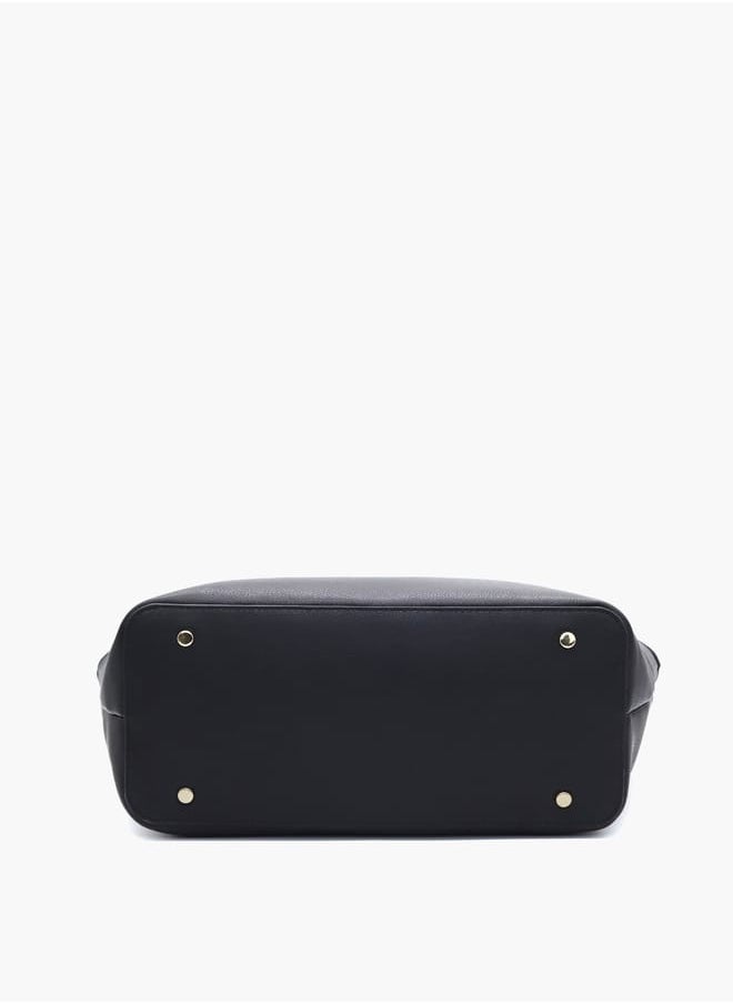 Solid Tote Bag with Double Handle and Pouch