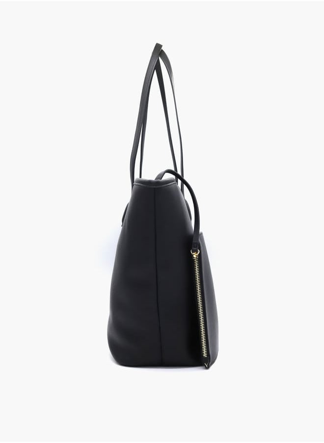 Solid Tote Bag with Double Handle and Pouch