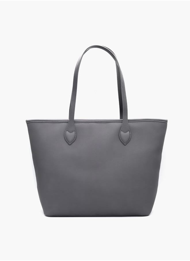Solid Tote Bag with Double Handle and Pouch