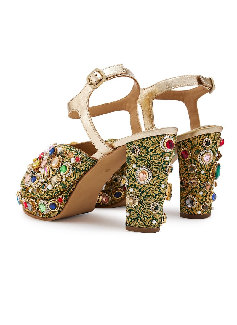 Anaar Raanjhan Platform Sandals, Womens Festive, Special Occasion and Partywear Premium Sandals
