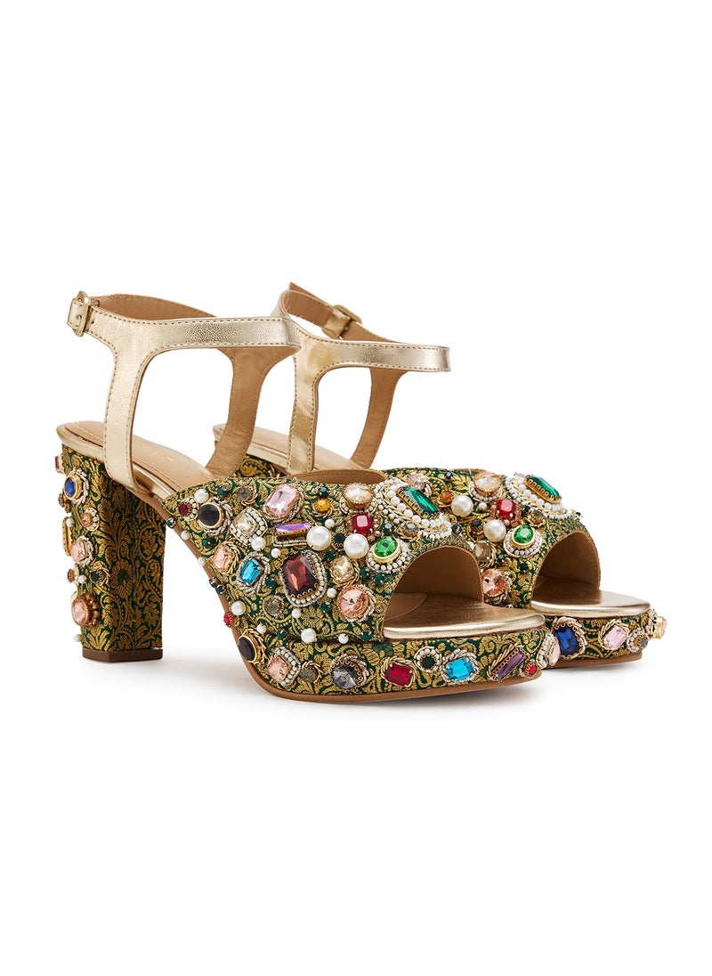 Anaar Raanjhan Platform Sandals, Womens Festive, Special Occasion and Partywear Premium Sandals