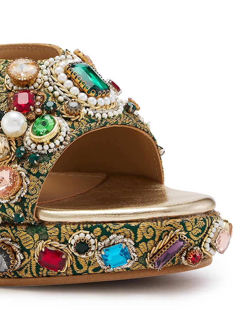 Anaar Raanjhan Platform Sandals, Womens Festive, Special Occasion and Partywear Premium Sandals