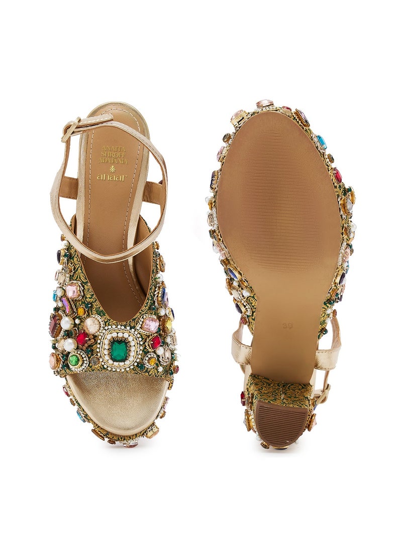 Anaar Raanjhan Platform Sandals, Womens Festive, Special Occasion and Partywear Premium Sandals
