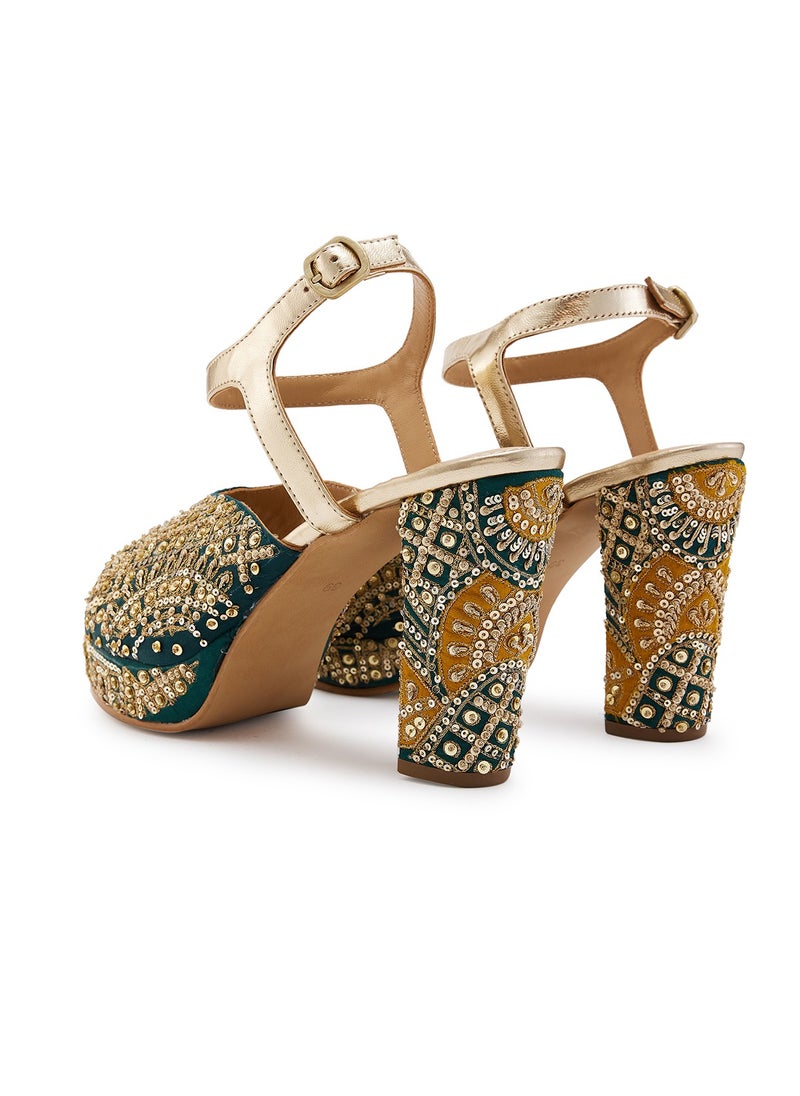 Anaar Heer Heer Platform Sandals, Womens Festive, Special Occasion and Partywear Premium Sandals