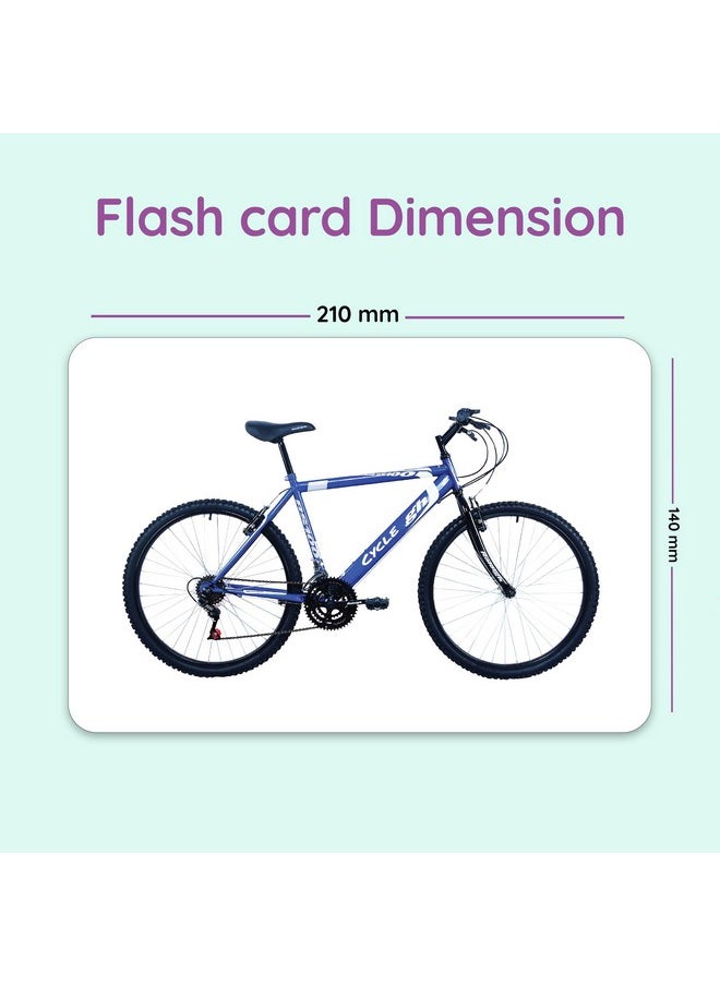 hungry brain Flash Cards for Toddlers, 24 Transport Flashcards, Double-Sided, Montessori, Educational, Kindergarten - Preschool Learning Activities, Gifts for Kids, 1, 2, 3, 4 Years Babies