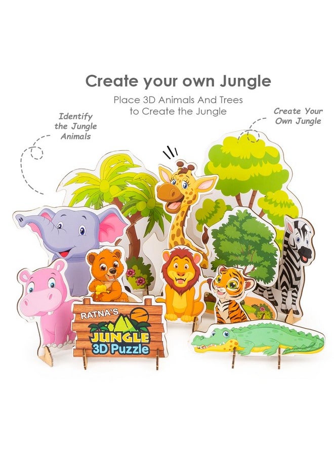 Ratna's Zoology to Create 3D Jungle with Printed Wooden Cutouts Learning & Educational Game for Kids & Toddlers