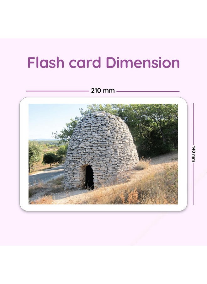 hungry brain Flash Cards for Toddlers, 24 Types of Houses Flashcards, Double-Sided, Montessori, Educational, Kindergarten - Preschool Learning Activities, Gifts for Kids, 1, 2, 3, 4 Years Babies