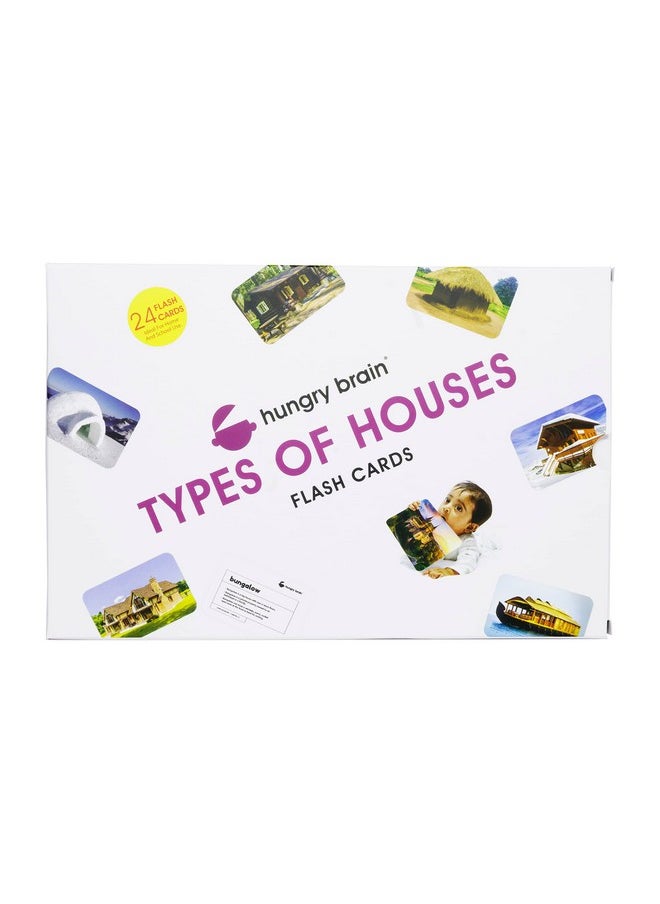hungry brain Flash Cards for Toddlers, 24 Types of Houses Flashcards, Double-Sided, Montessori, Educational, Kindergarten - Preschool Learning Activities, Gifts for Kids, 1, 2, 3, 4 Years Babies
