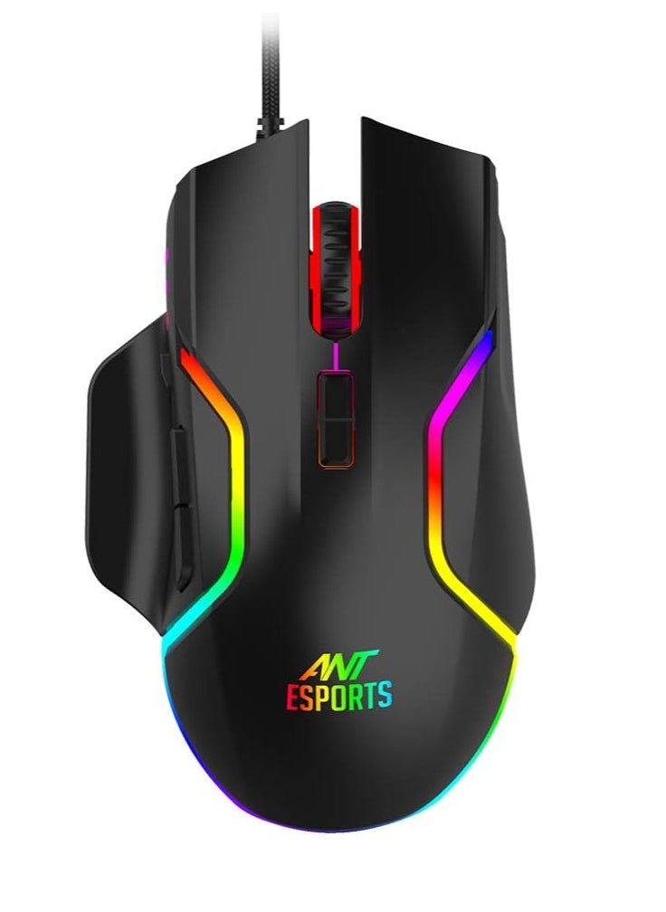 GM320 RGB Optical Wired Gaming Mouse | Ambidextrous Design | 8 Programmable Buttons | Adjustable DPI up to 12800 | RGB Lighting | Rapid-Fire Button