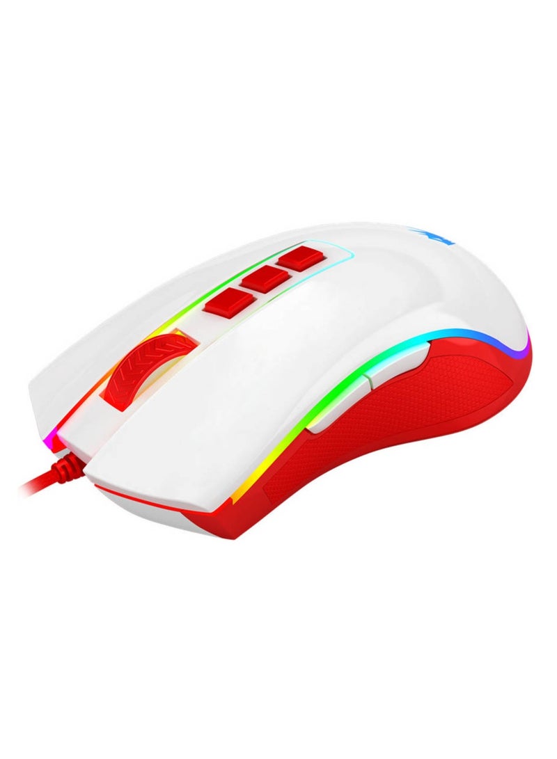Wired Gaming Mouse Cobra Cherry M711C , Pixart PWM3327 Sensor, up to 12400 DPI, 8 Programmable Buttons, USB 2.0 Connectivity, 1.8m Cable Length, White/Red | M711C