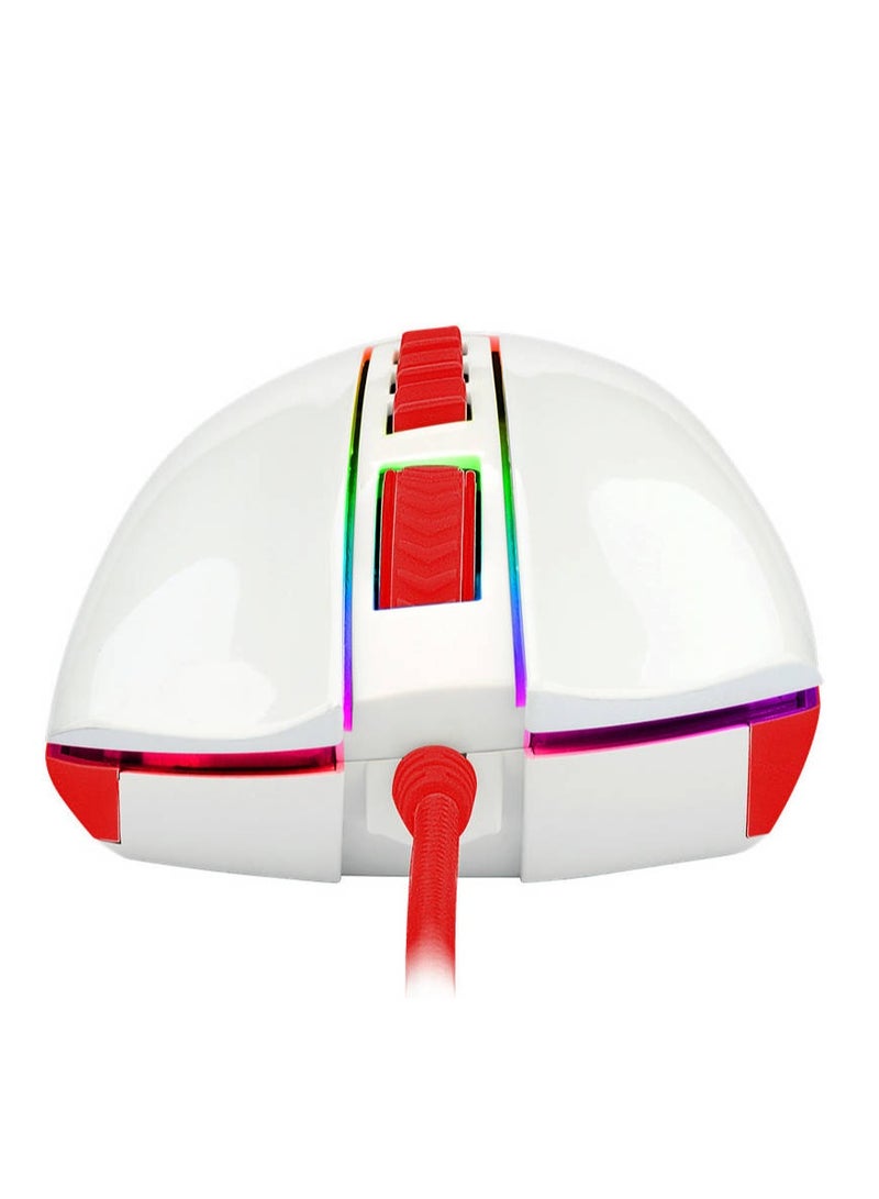 Wired Gaming Mouse Cobra Cherry M711C , Pixart PWM3327 Sensor, up to 12400 DPI, 8 Programmable Buttons, USB 2.0 Connectivity, 1.8m Cable Length, White/Red | M711C